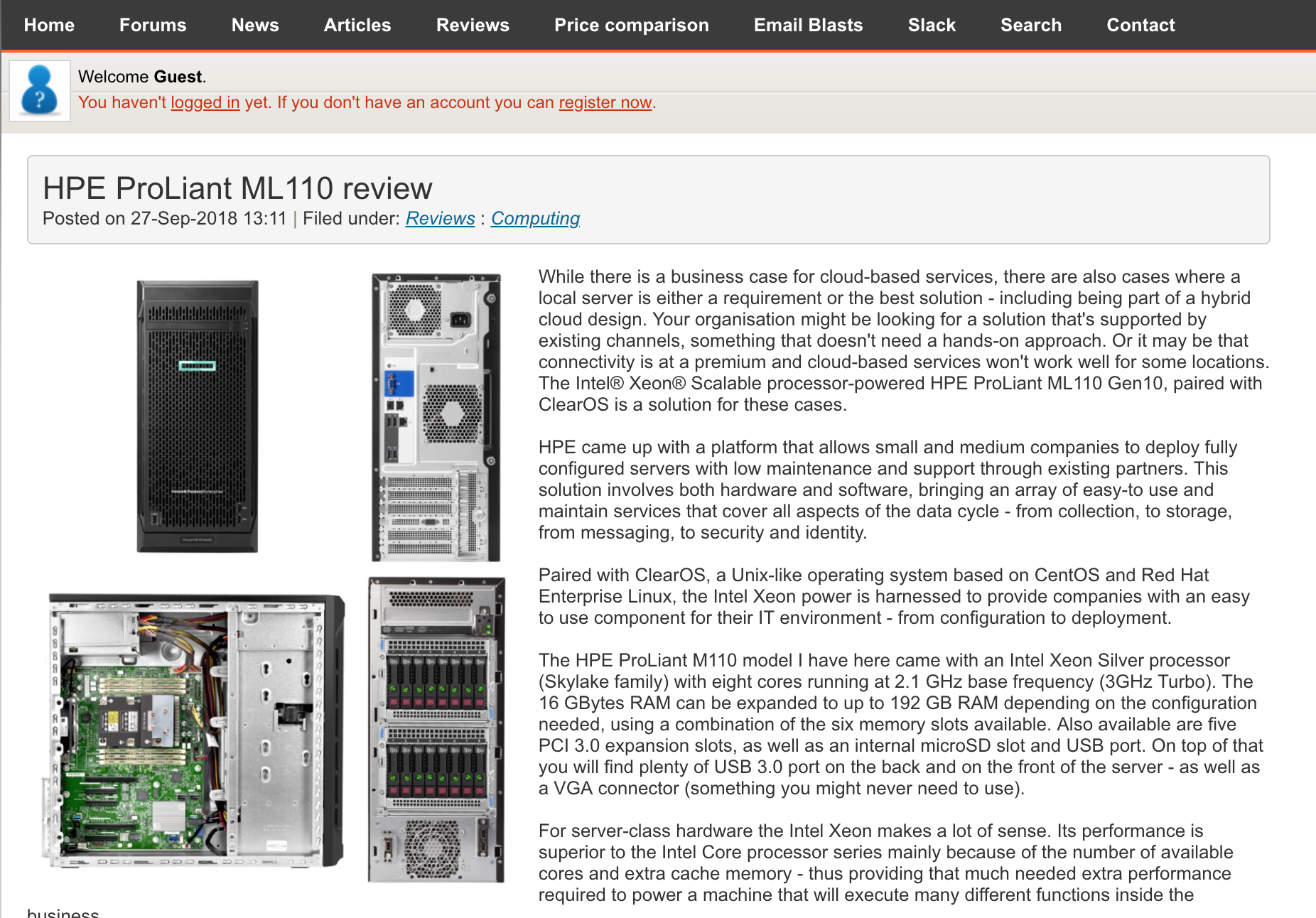 ClearOS and HPE ProLiant ML110 review