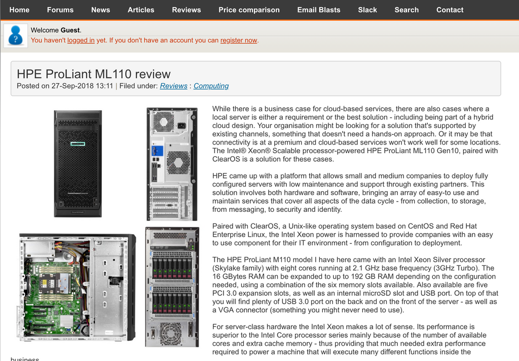 ClearOS and HPE ProLiant ML110 review