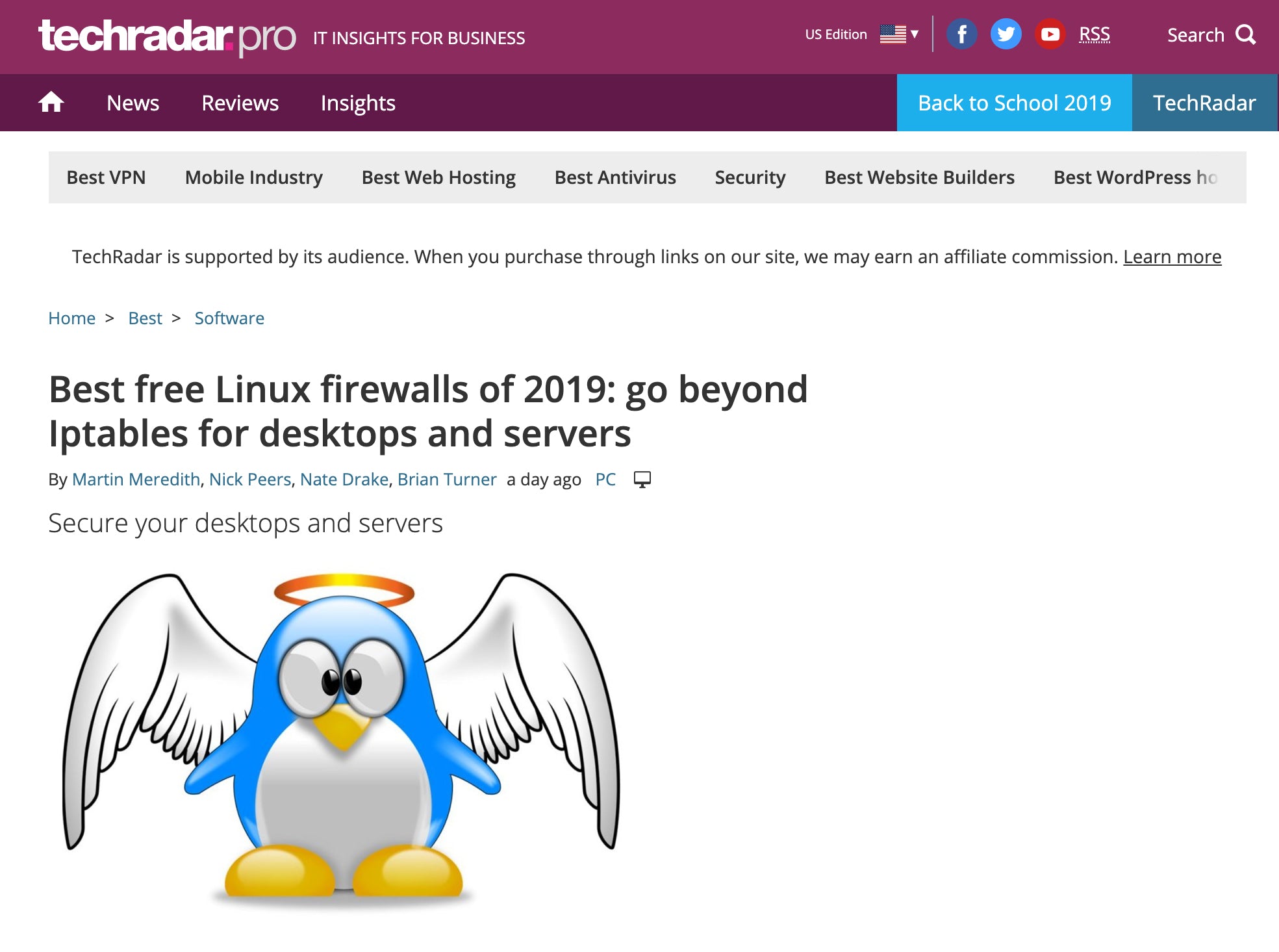TechRadar Names ClearOS as Best Free Linux Firewall of 2019